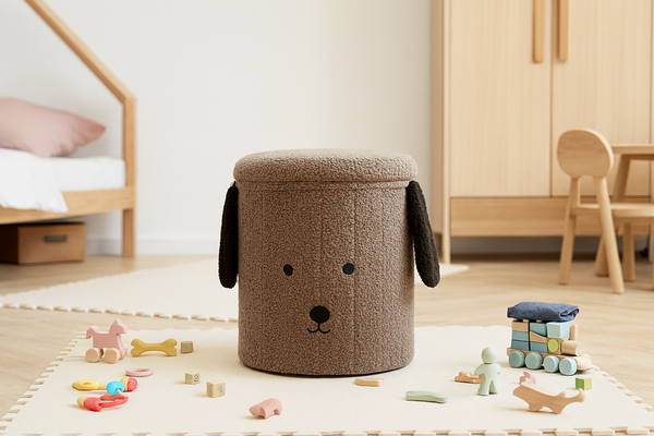 STORAGE POUF 28 x 28 x 34 CM DARK BEIGE