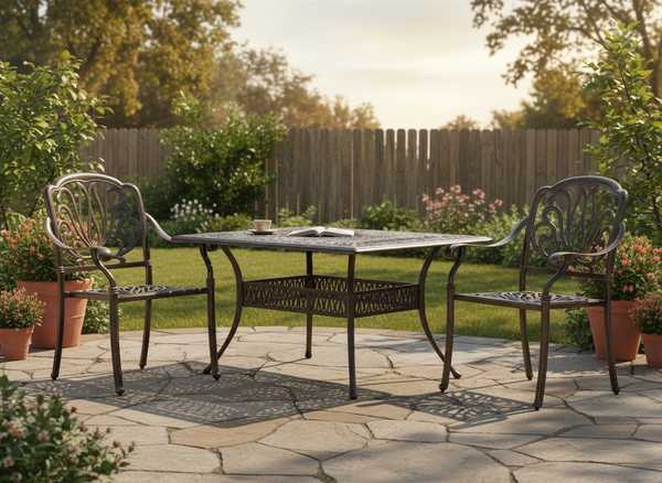 KRZESŁO ALUMINIOWE "HASTINGS" ANTYCZNY BRĄZ 65 x 64 x 92 CM