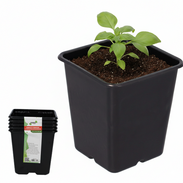 SET OF 5 PLASTIC POTS 11 X 11 X 12 CM