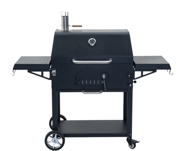 GRILL WĘGLOWY "VULCANO" Z POKRYWĄ, ŻELIWNYM RUSZTEM I KÓŁKAMI 153 x 65 x 137 CM