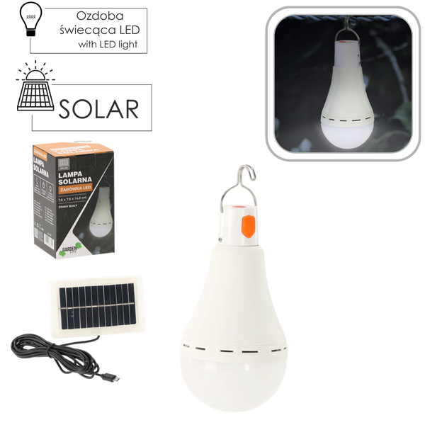 SOLAR BULB LIGHT LED 7,6 x 7,6 x 14,6 CM
