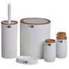 ROUND BATHROOM SET 5 PCS. WHITE / WOOD
