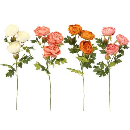 ARTIFICIAL FLOWER - 5 PEONIES 74 CM MIX COLORS