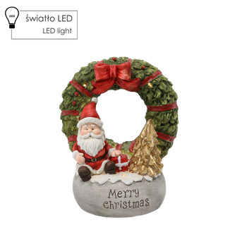 FIGURKA BOŻONAR. - WIENIEC Z MIKOŁAJEM "MERRY CHRISTMAS" 22 X 21 X 40 CM LED *0875