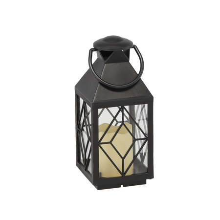 VÁNOČNÍ LAMPION 11 x 11 x 26,5 CM S LED VLOŽKOU ČERNÝ *2522