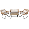 GARDEN FURNITURE SET (SOFA, 2 CHAIRS, TABLE) - BROWN, CUSHIONS - GREY