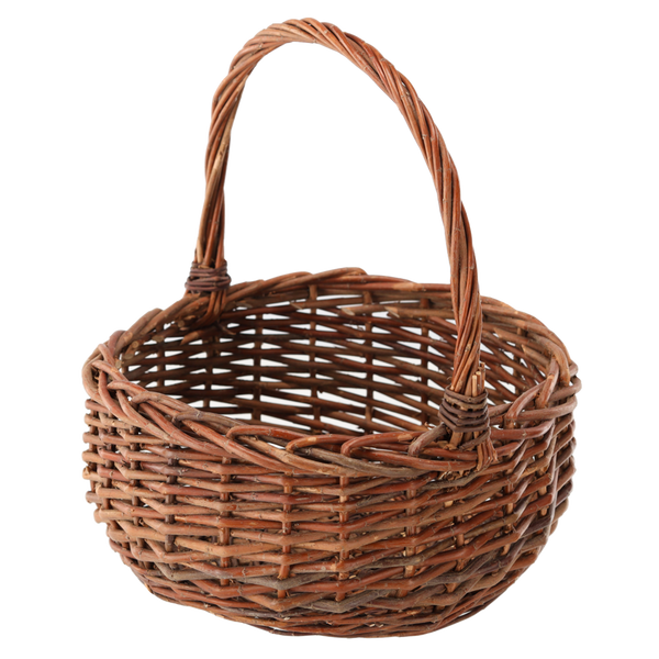 WICKER BASKET 35 x 35 x 16/37 CM WITH HANDLE - LIGHT BROWN