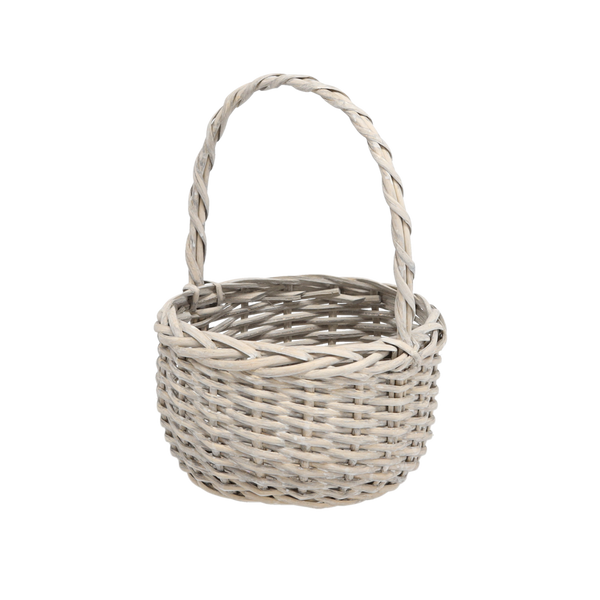 KOŠÍK Z RATANU 22 x 22 x 12/30 CM S RUKOJETÍ - ŠEDÝ *7060