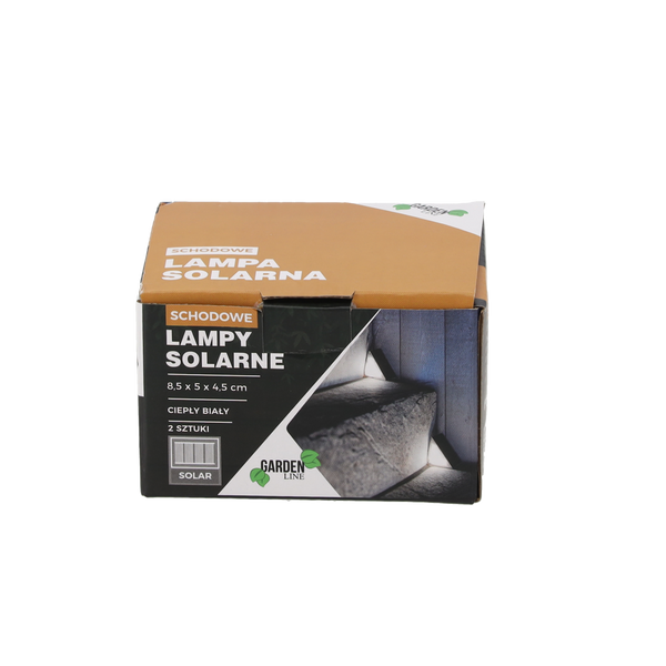 KPL. 2 LAMP SOLARNYCH SCHODOWYCH 8,5 x 5 x 4,5 CM 9 LED CIEPŁY BIAŁY *4644