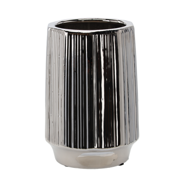 CERAMIC COVER FOR A POT 22 x 22 x 32,5 CM SILVER WITH STRIPES