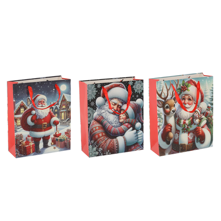 CHRISTMAS GIFT BAG "CHRISTMAS SANTA CLAUS" 30 x 42 x 12 CM MIX DESIGNS