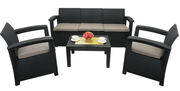 SET DE MOBILIER DE GRĂDINĂ - ANTRACIT (2 FOTOLII, MASĂ, CANAPEA MARE)*4233