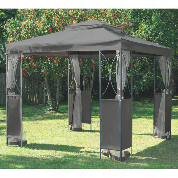 ALTANA / PAWILON OGRODOWY Z MOSKITIERĄ SZARY 2.5 x 2.5 x 2.7 M *3989