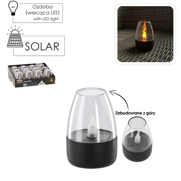 LAMPĂ SOLARĂ FĂRĂ FLACĂRĂ 6 x 6 x 9 CM LED ALB CALD disp=12buc *5660