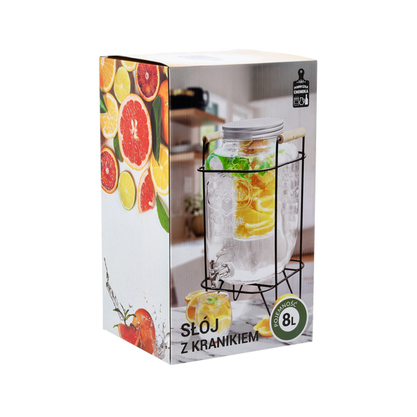 JAR 8L WITH METAL LID, TAP AND FRUIT/ICE CONTAINER