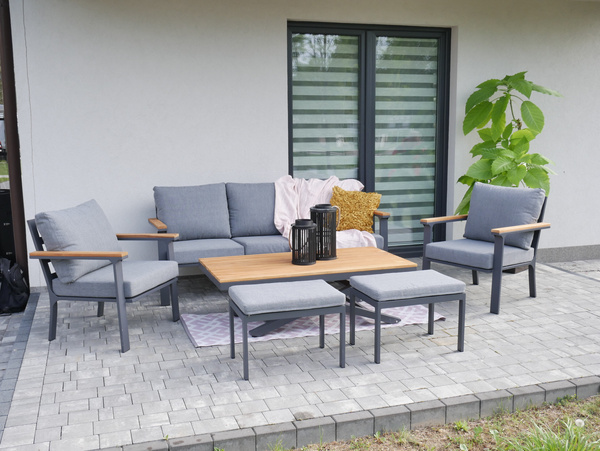 6 PCS ALU TEAK SOFA SET