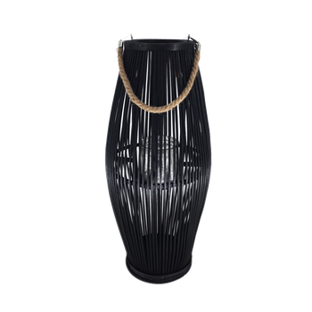 LAMPION ÎN TAILĂ 60 x 26 CM CU INSERTIE DIN STICLĂ - NEGRU *3087