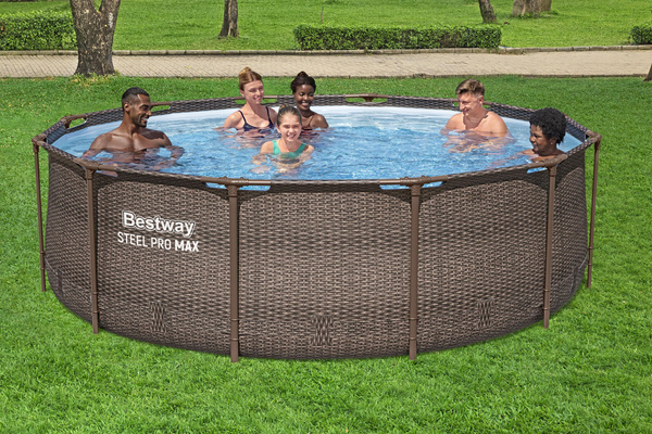 PISCINA RATTAN ÎN AER 3,66 X 1 M (PISCINĂ, POMPĂ DE FILTRARE, SCARA)