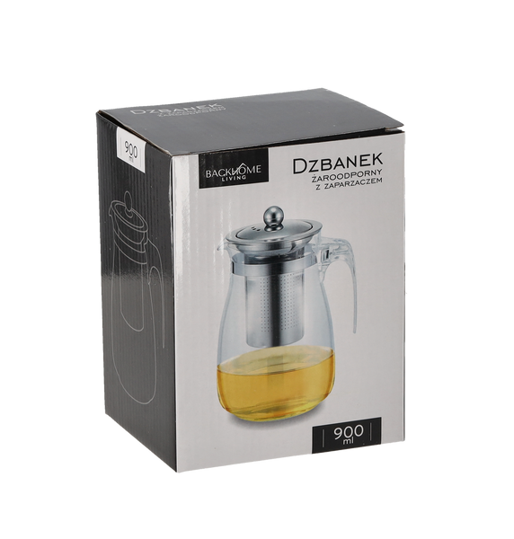 ŽIARUVZDORNÁ KANVICA S NEREZOVÝM POKLOPCOM A ČAJOVÝM FILTROM 900 ML *1557