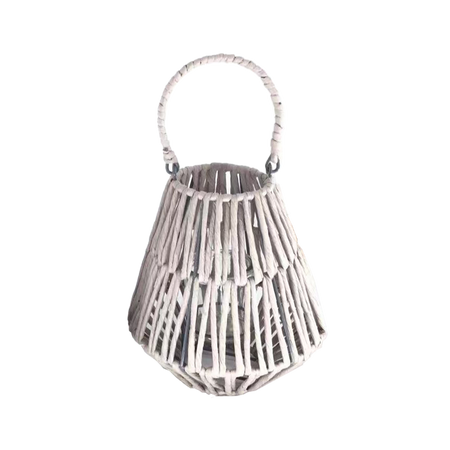 Lampion 21 x 23 CM se skleněným vložkem - bílý *3155