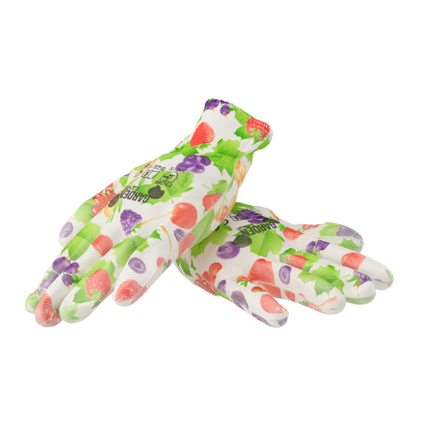 GARDEN GLOVES "8" PATTERN, POLYESTER WITH POLYURETHANE PACKET=12