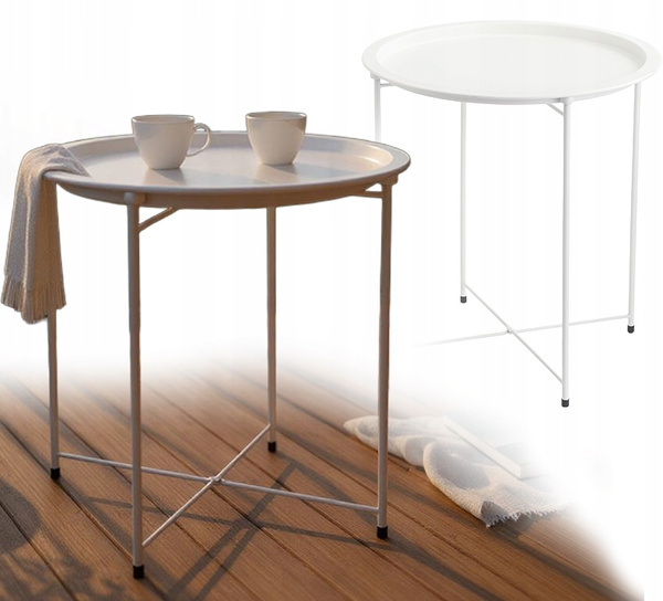 STOLIK KAWOWY OKRĄGŁY 47 x 47 x 50,5 CM BIAŁY *1074