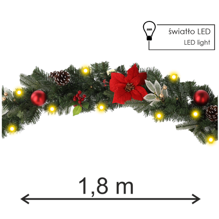 Vianočná reťaz 20 LED 180 cm červená-zlatá *0714