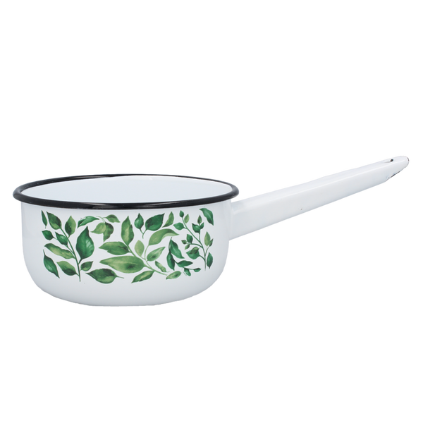 RONDEL EMALIOWANY Z RĄCZKĄ 1,5 L 16 CM BIAŁY FIKUS *9280