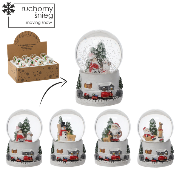 VÁNOČNÍ SNĚHOVÁ KULIČKA - SANĚ SANTY 4,5 x 4,5 x 6,5 CM BÍLÁ MIX VZORŮ disp=12ks *5720