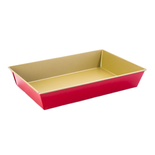 PLECHOVKA S OCHRANNOU VRSTVOU NON-STICK ZLATÁ ČERVENÁ 36X24,5X6CM *3528*3504*