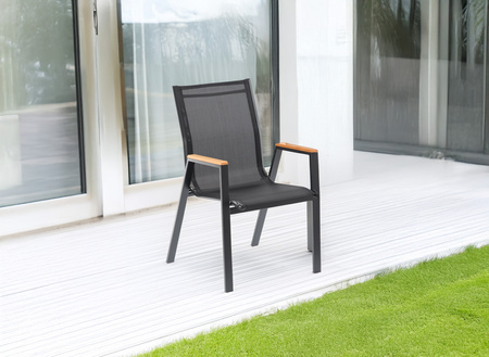OCELOVÁ ZÁHRADNÁ STOLIČKA POLYWOOD 61 x 56 x 90 CM ČIERNA *9507