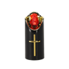 LED CANDLE RICO 12.5CM WITH BATTERIES BLACK+GOLD RED FLAME*7989