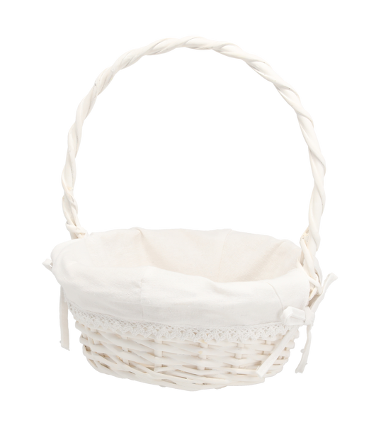 COS METALIC RATAN 26 x 26 x 11/30 CM CU MÂNER ȘI MATERIALE - ALB *7183