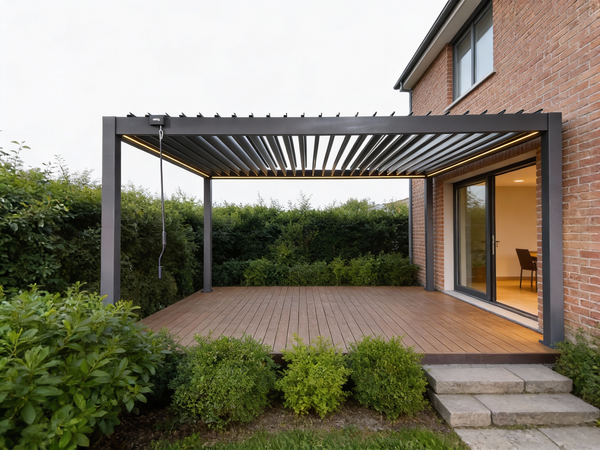 PERGOLA OGRODOWA ALUMINIOWA SZARA LED 3 x 4 x 2,5 M