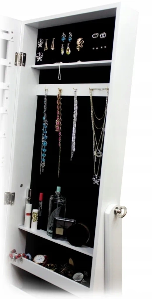 Biely zrkadlový šperkovník "GRAND" 41,5 x 36,5 x 147 cm *5782