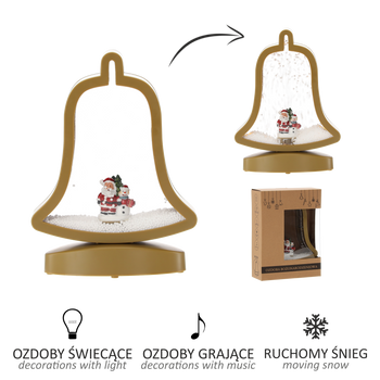 CHRISTMAS ORNAMENT WITH LED MUSIC BOX - BELL