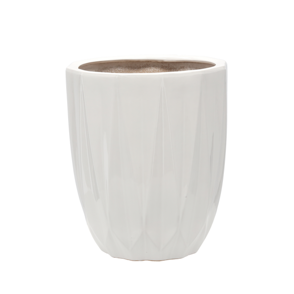 OSŁONKA CERAMICZNA NA DONICZKĘ 30 x 30 x 36 CM BIAŁY POŁYSK *3659