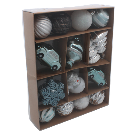 Set de 20 de ornamente rozii/bleu pentru brad *5294