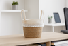 WOVEN BASKET 28 X 20 X 26/36 CM FROM SEAGRASS WITH TASSELS