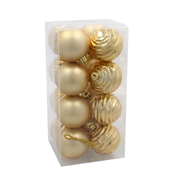 KPL. 16 BOMBEK 6 CM RED / GOLD / SILVER *3740