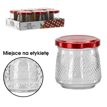 SKLENIČKA 140 ML KRYSTAL S ČERVENÝM METALOVÝM KRYTEM balení=6 ks *2561