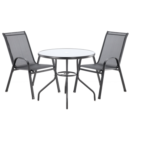 SET DE MOBILIER DE GRĂDINĂ - 4 SCAUNE + MASĂ ROTUNDĂ - NEAGRĂ *3377