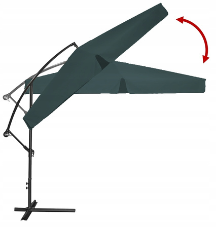 ZÁHRADNÝ PARASOL 3 M ZELENÝ "BANANA" S POŤAHOM *2859