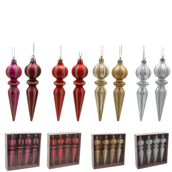 SET 4 DECORAȚIUNI DE BRAD LUNGI 16 CM MIX DE CULORI *5355