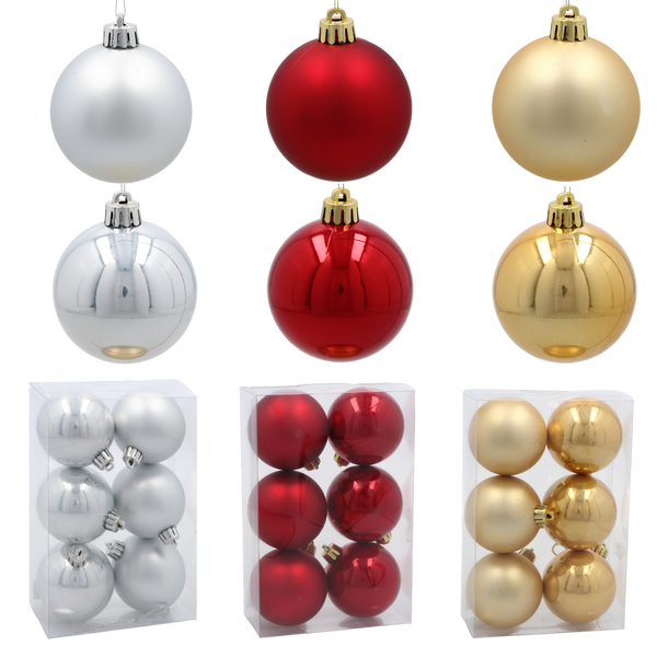 KPL. 6 BOMBEK 6 CM RED / GOLD / SILVER *3863