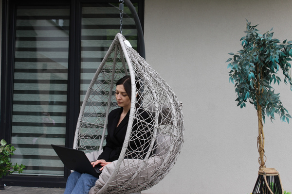 HANGING CHAIR GREY, CUSHION - GREY, FRAME - GREY *1029