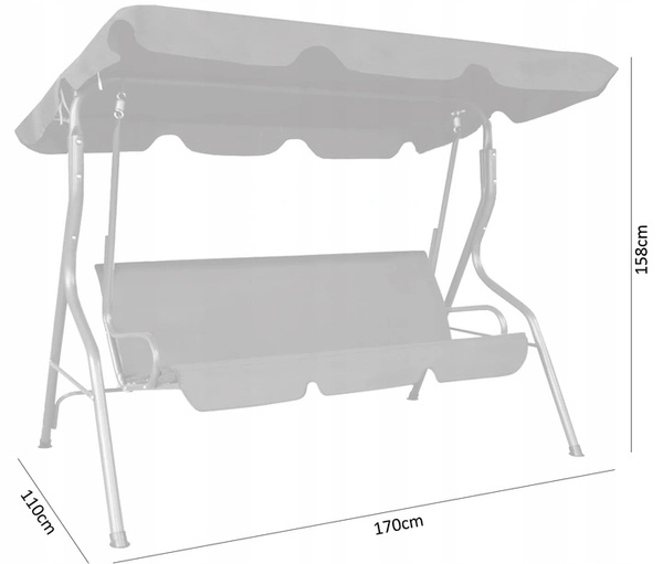 GARDEN SWING 170 X 110 X 153 CM ANTHRACITE WITHOUT ROOF WITH CUP HOLDERS