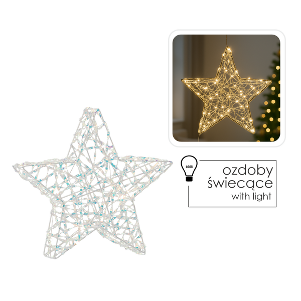 Vianočná ozdoba - LED hviezda 30 cm irizujúca *6345