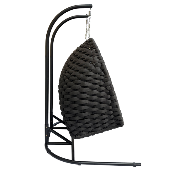 HANGING CHAIR TONDER - BLACK CHAIR, BLACK CUSHION, MATT BLACK FRAME