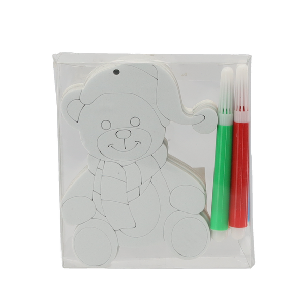 KPL. 3 DECORAȚIUNI DE CRĂCIUN PENTRU SUSPENDARE "FĂ-O SINGUR" CU 4 MARKERE OM DE ZĂPADĂ/URSOI/SFINTELE MOȘ NICOLAE ambalaj=12buc *7120